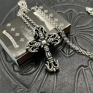 Chrome Hearts Silver Black Ornate Gothic Filigree Scrollwork Necklace
