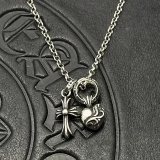 Chrome Hearts सिल्वर मल्टी-चार्म गॉथिक नेकलेस
