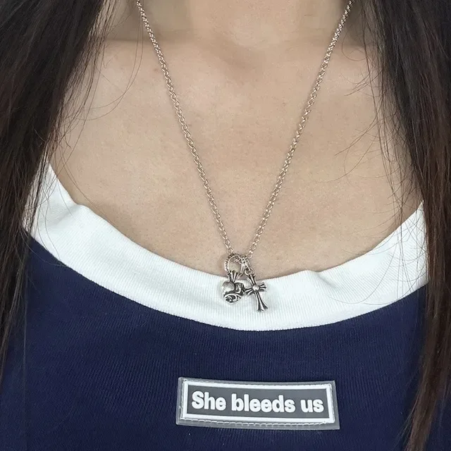 Chrome Hearts Silver Multi-Charm Gothic Necklace 2
