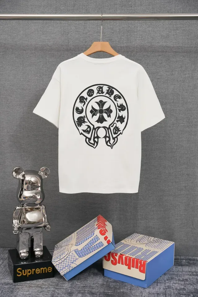 Chrome Hearts সাদা কালো ক্রুনেক শর্ট স্লিভ টি-শার্ট 4