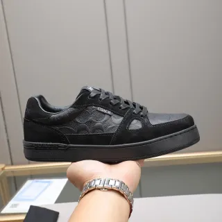 Coach All-Black Suede and Embossed Leather Platform Lifestyle Sneaker