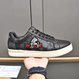 Coach Black Beige Embroidered Character Patch Monogram-Print Side Panel Lifestyle Sneakers