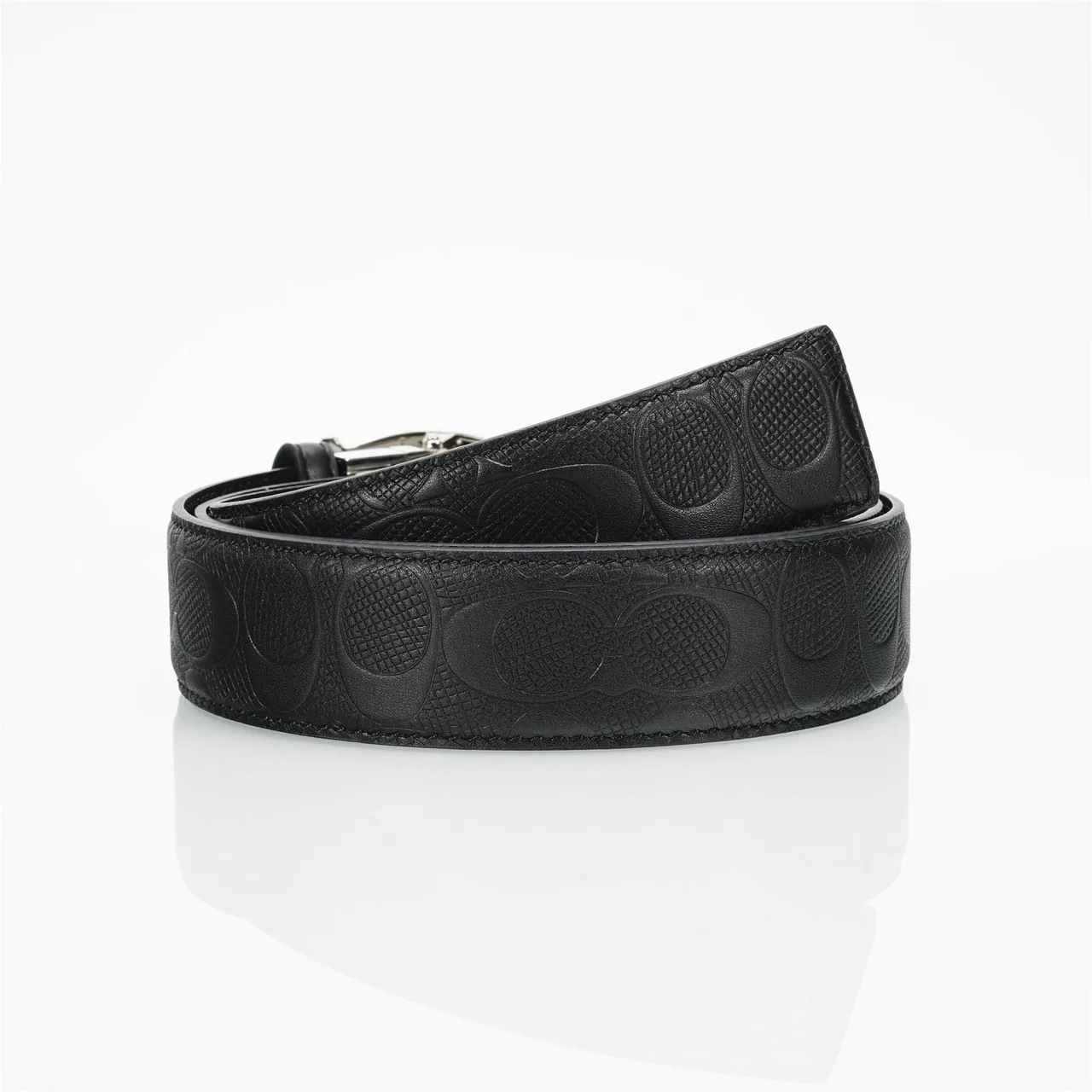 Coach Signature C Buckle Belt cinturón de cuero negro 3