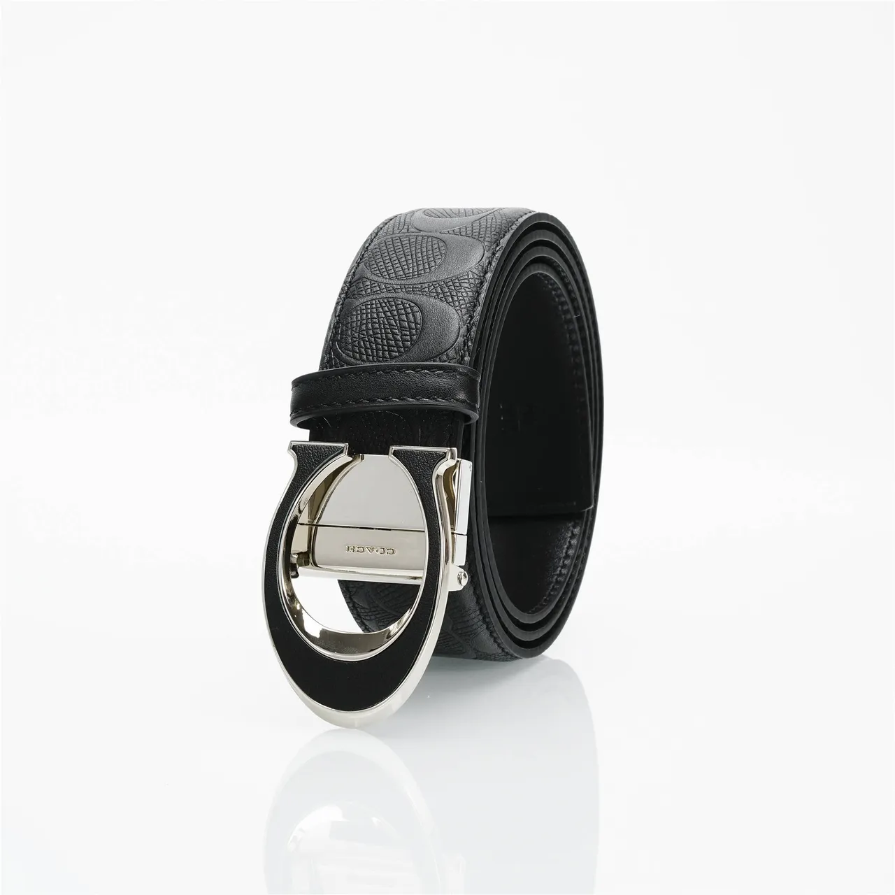 Coach Signature C Buckle Belt cinturón de cuero negro 6