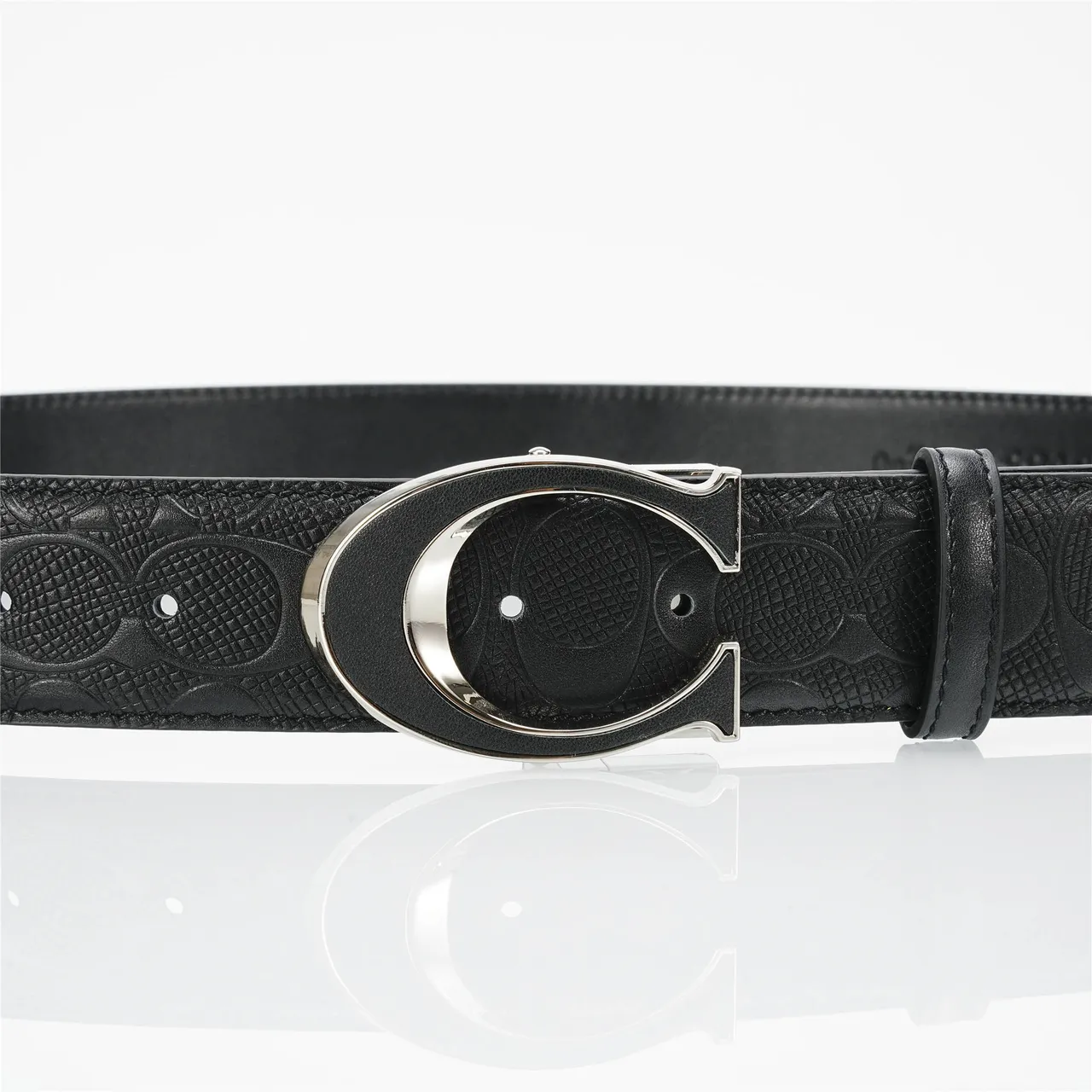 Coach Signature C Buckle Belt cinturón de cuero negro 7