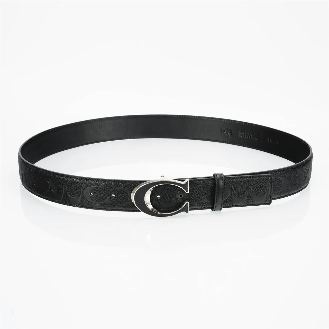 Coach Signature C Buckle Belt cinturón de cuero negro 8