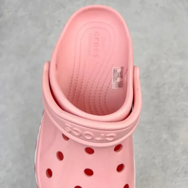 Crocs Classic Clog Pink Red Molded Foam Construction Ventilation Holes Clog 5