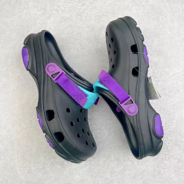 Crocs Echo Clog Black Purple Teal Strap Clog 8