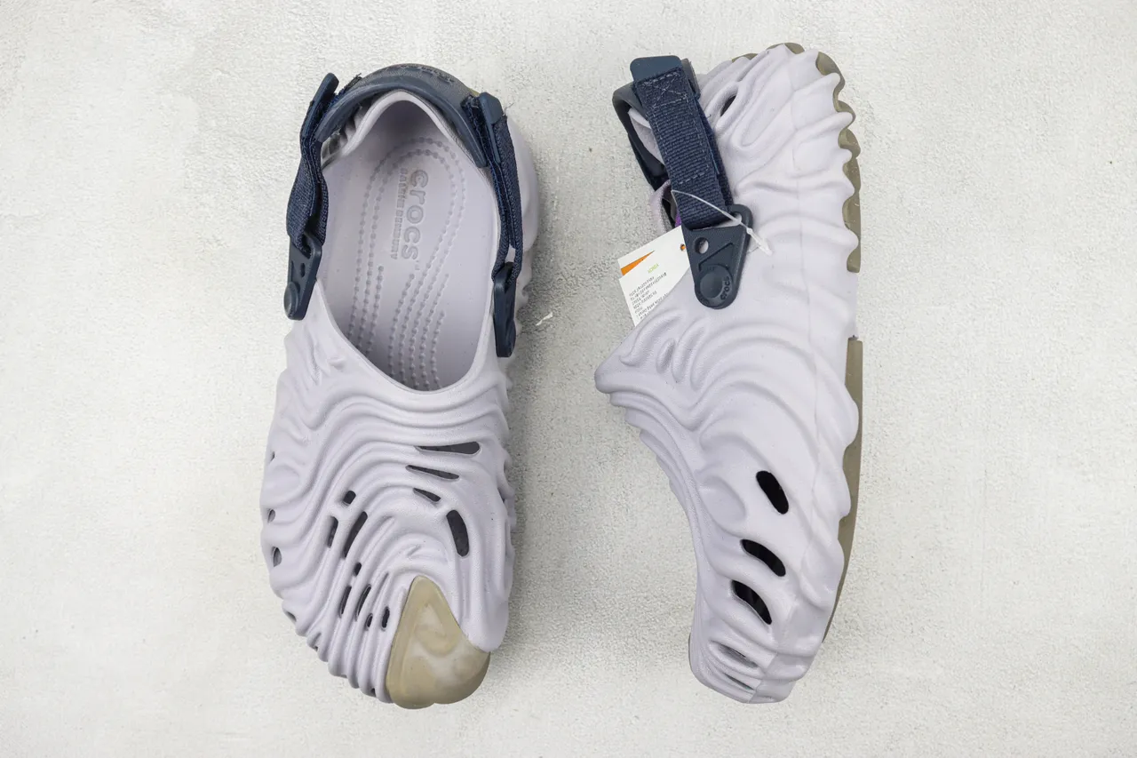 Crocs Echo Gray Navy Molded Foam Construction Wavy Ribbed Upper Clog 3