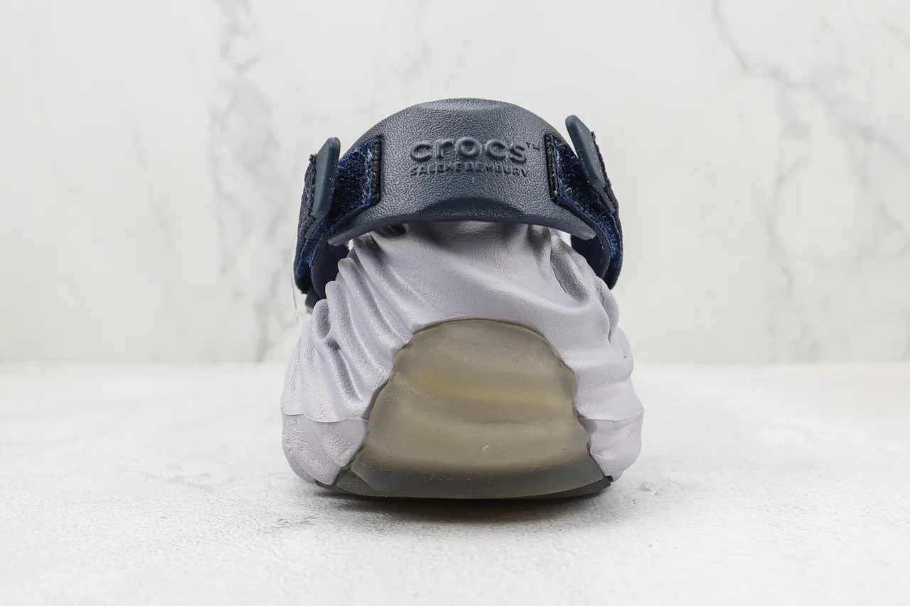 Crocs Echo Gray Navy Molded Foam Construction Wavy Ribbed Upper Clog 9