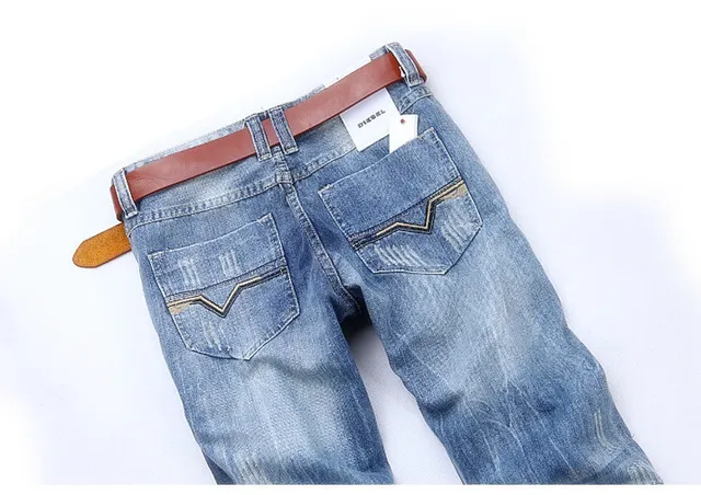 Diesel أزرق بني متضرر غسل متوسط بناطيل جينز 7