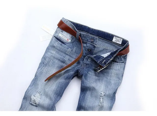 Diesel أزرق بني متضرر غسل متوسط بناطيل جينز 8