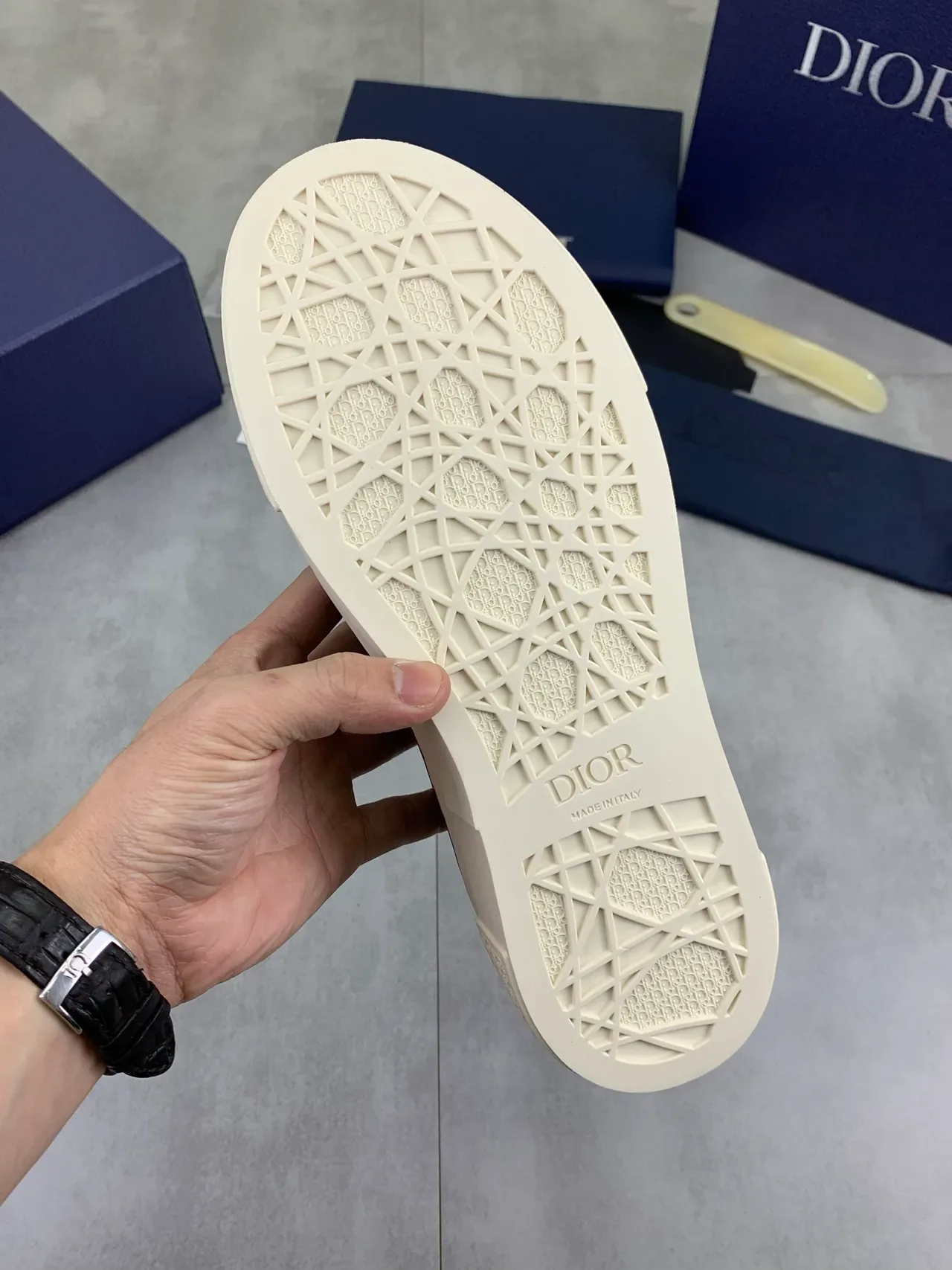 Dior B-Series Monogram Embossed Gray and White Lifestyle Sneakers 3