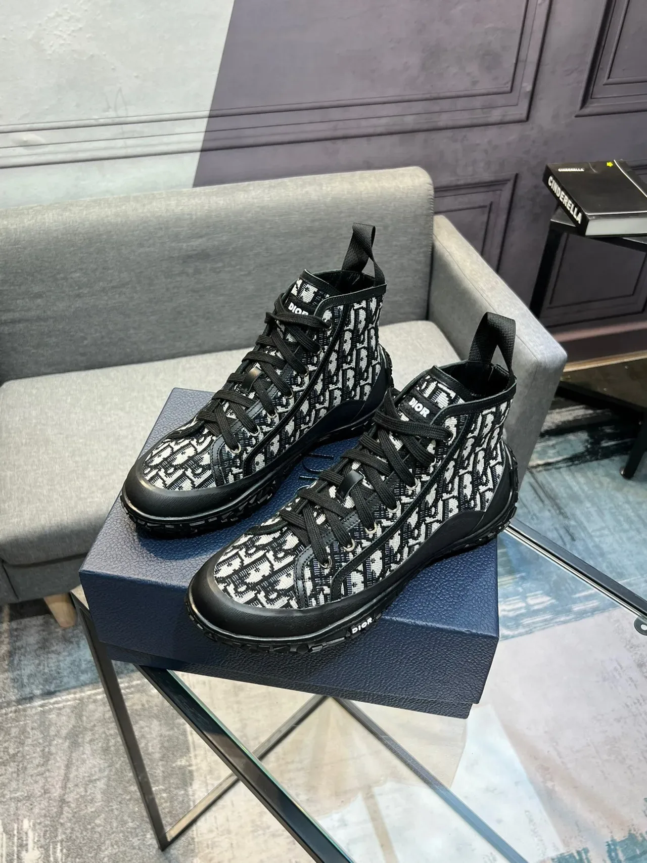 Dior B23 Monogram High-Top Lifestyle Sneakers 4