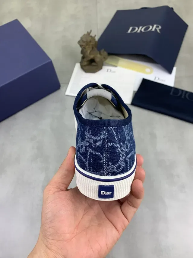 Dior B23 Navy Monogram Jacquard Lifestyle Sneakers 3
