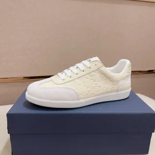 Dior B23 Off-White et White Embossed Oblique Lifestyle Sneakers