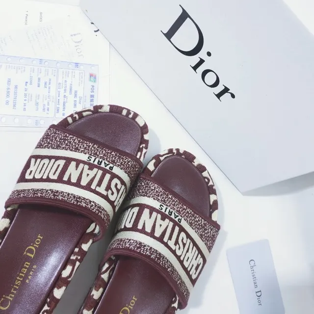 Dior B27 Slide Burgundy and Cream Monogram Slippers 4