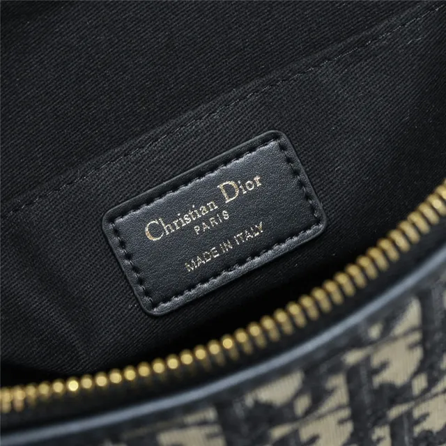 Dior Black Beige Oblique Monogram Canvas Rounded Rectangular Silhouette Tote Bag 2