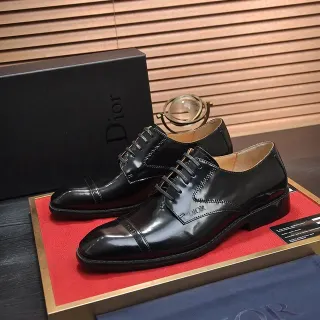Dior Chaussures Oxford Noir Cuir Verni Bout Cap-Toe