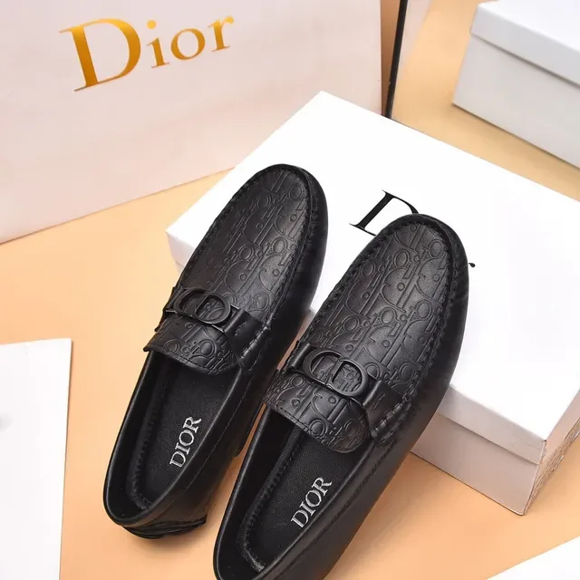 Dior Black Silver Embossed Oblique Pattern Double-D Metal Buckle Strap Loafer 8