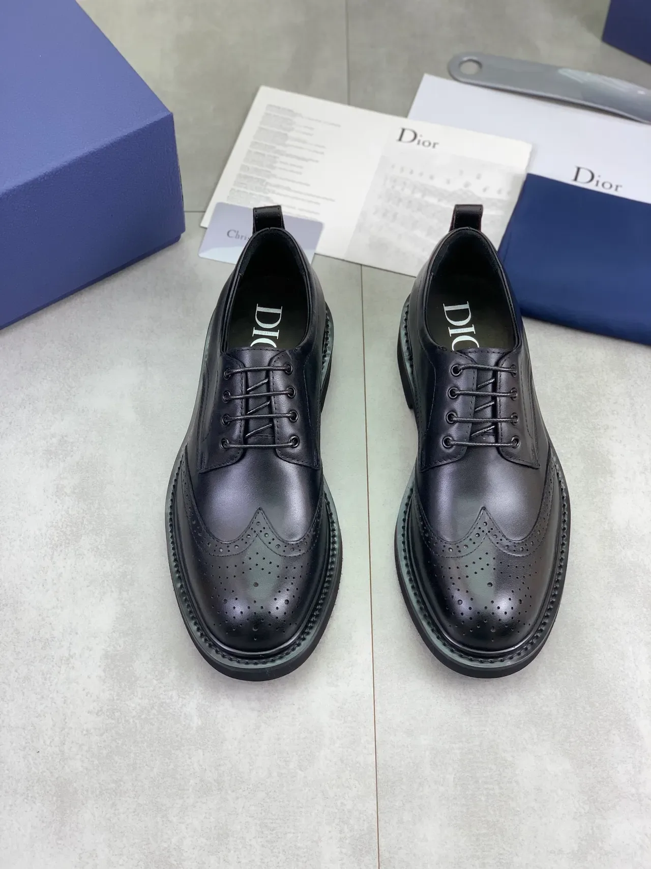 Dior Black Wingtip Full Perforation Brogue 5