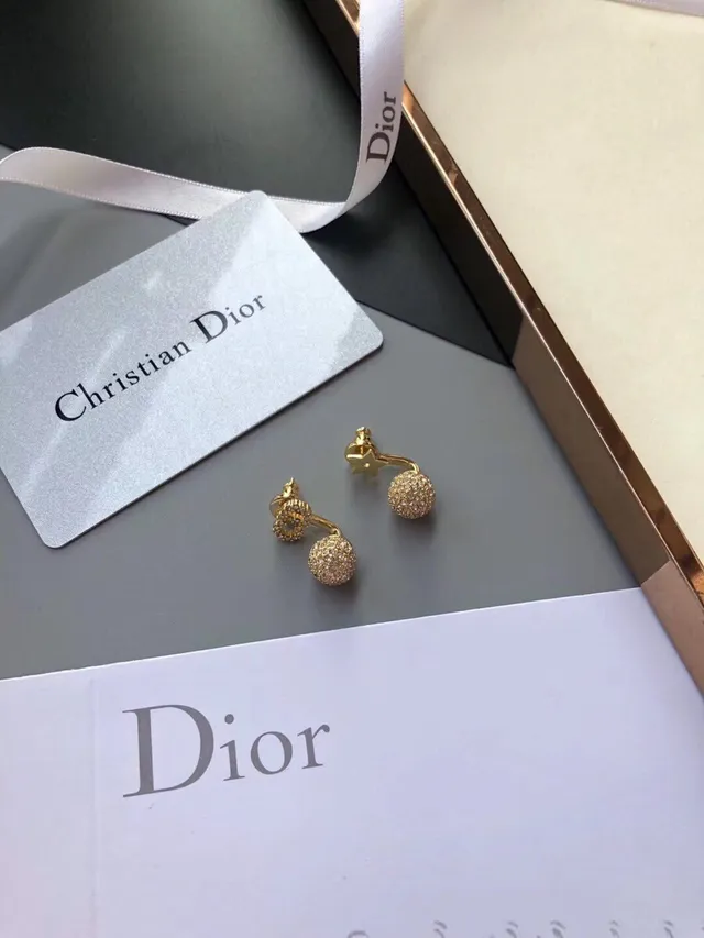 Dior Bobby and Rose des Vents aretes de tono dorado pavé de cristal 2