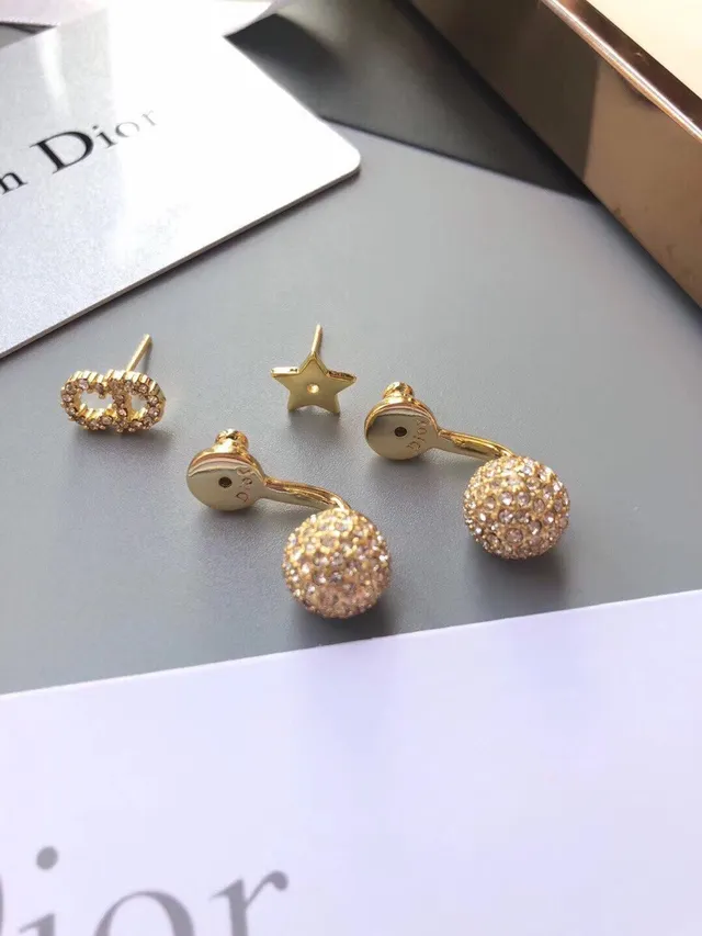 Dior Bobby and Rose des Vents aretes de tono dorado pavé de cristal 3