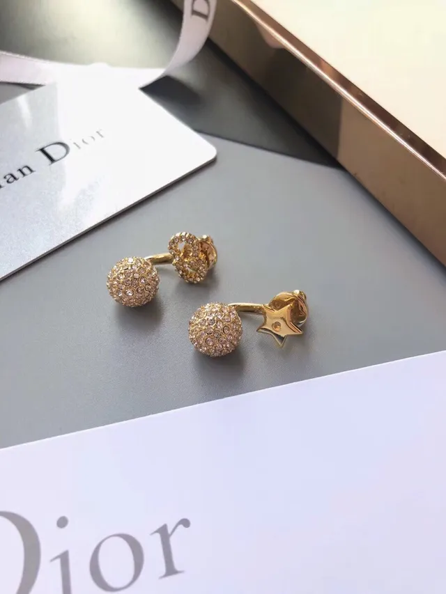 Dior Bobby and Rose des Vents aretes de tono dorado pavé de cristal 7