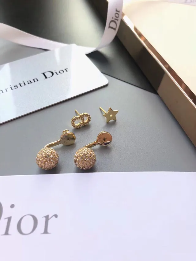 Dior Bobby and Rose des Vents aretes de tono dorado pavé de cristal 8