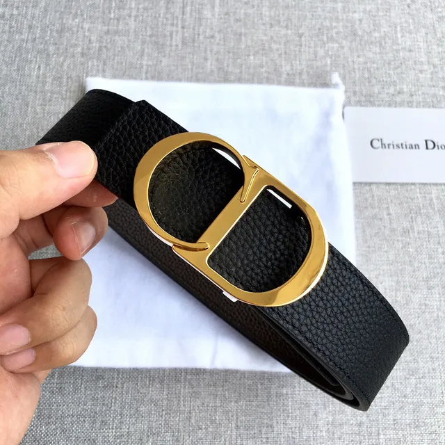 Dior Bobby Ceinture en Cuir de Veau Noir à Double Face Texturée 3