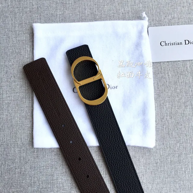 Dior Bobby Ceinture en Cuir de Veau Noir à Double Face Texturée 4