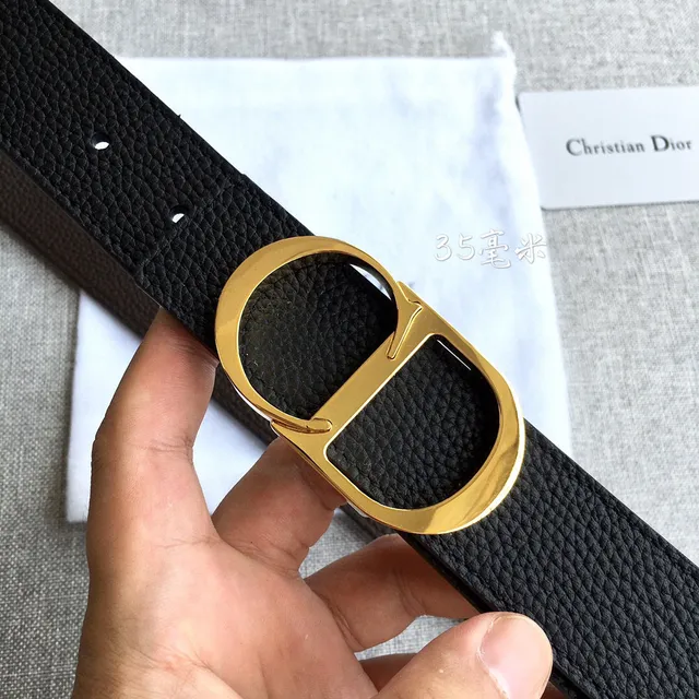 Dior Bobby Ceinture en Cuir de Veau Noir à Double Face Texturée 7