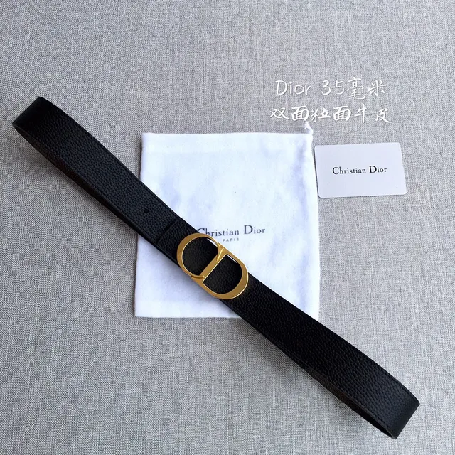 Dior Bobby Ceinture en Cuir de Veau Noir à Double Face Texturée 8