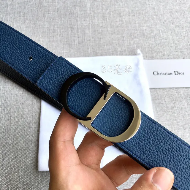 Dior Bobby Ceinture en Cuir de Veau Noir à Double Face Texturée 14