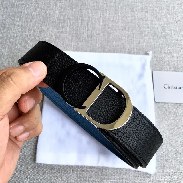 Dior Bobby Ceinture en Cuir de Veau Noir à Double Face Texturée 19