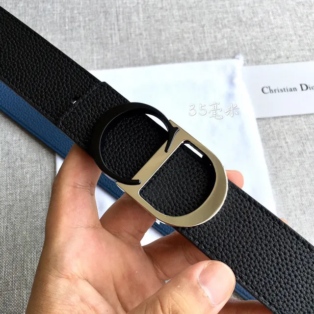 Dior Bobby Ceinture en Cuir de Veau Noir à Double Face Texturée 22