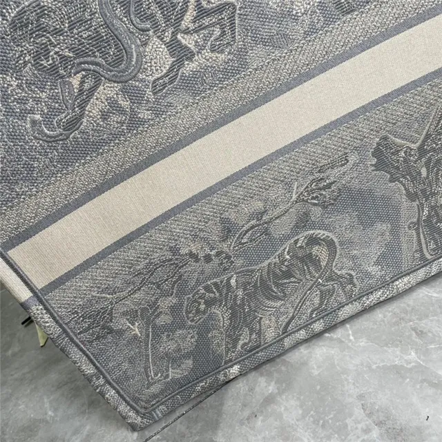 Dior Book Tote Gris Jacquard Impresión Ornamentada Bolso Tote 4