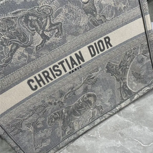 Dior Book Tote Gris Jacquard Impresión Ornamentada Bolso Tote 5