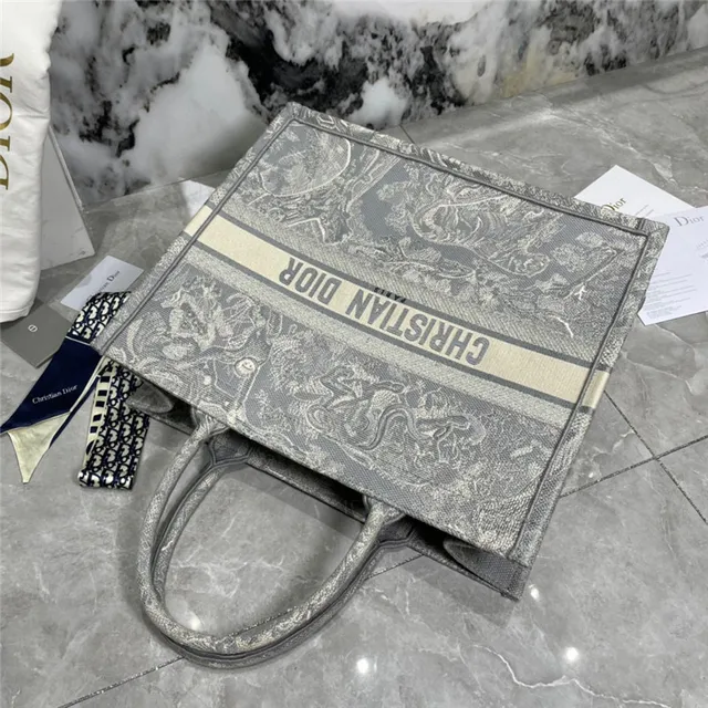 Dior Book Tote Gris Jacquard Impresión Ornamentada Bolso Tote 7