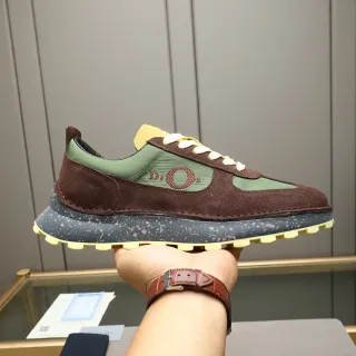 Dior 棕绿多材质鞋面 刺绣Logo面板 生活方式运动鞋