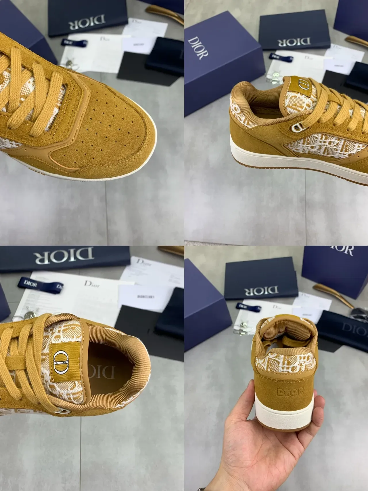 Dior Brown White Suede Upper Oblique Monogram Panel Lifestyle Sneakers 2
