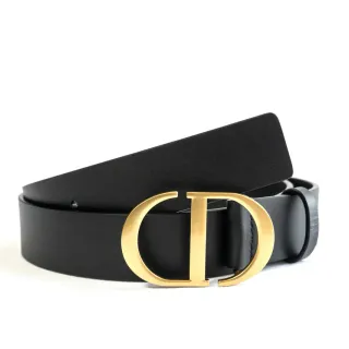 Dior CD Cinto preto ouro mate polido fivela cinto de couro