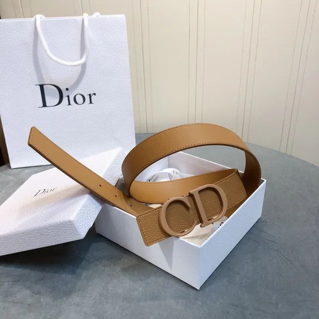 Dior CD Belt Tan Grained Leather Belt 5