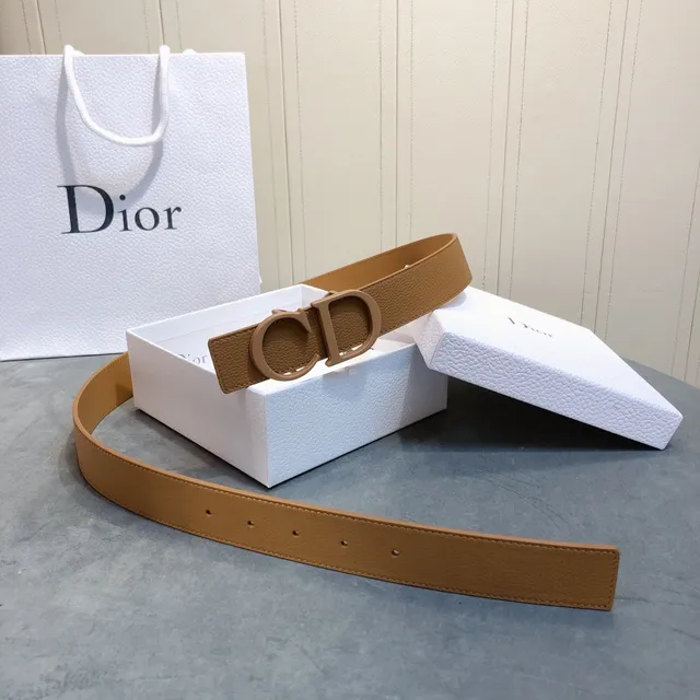 Dior CD Belt Tan Grained Leather Belt 6