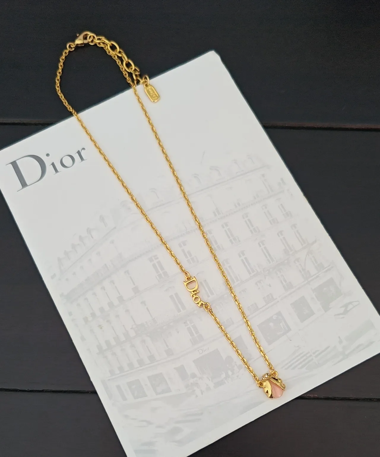Dior Cadena de Oro Script Logo Charm Collar 2