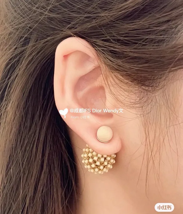 Dior Gold-Tone Pearl-Studded Lattice Sphere Earrings 4