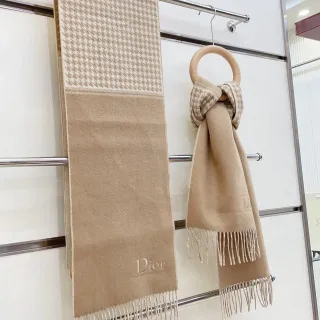 Dior pata de galo e cachecol de cachemira bege sólido