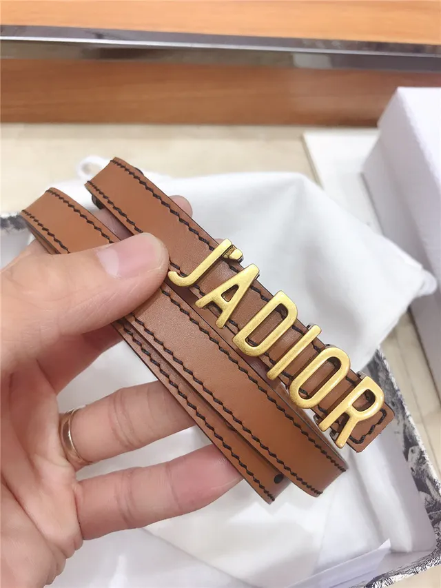 Dior J'Adior Ceinture en cuir noir et doré avec plaque logo fine 4