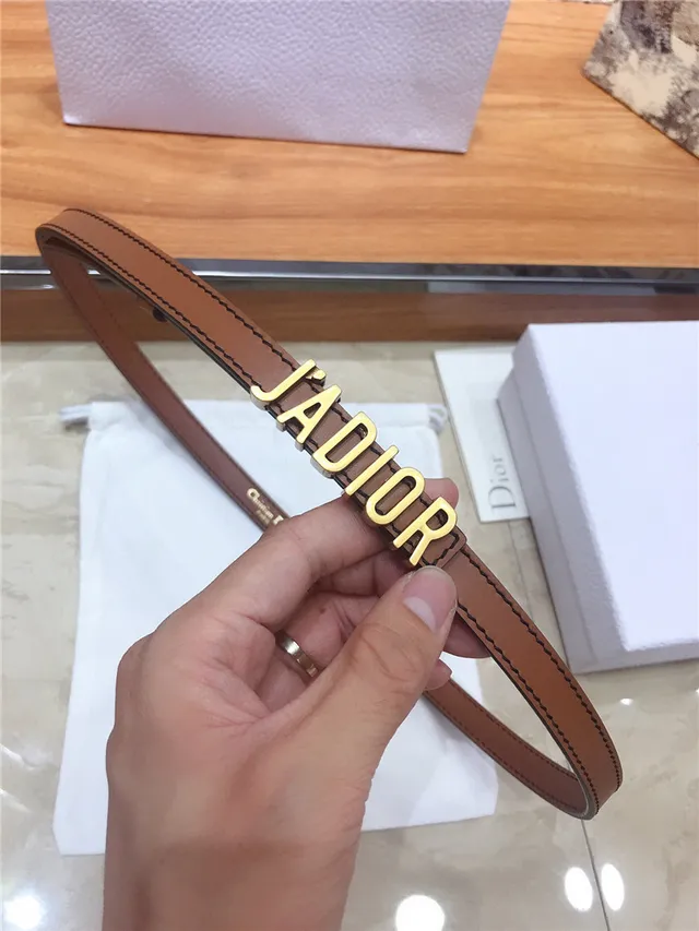 Dior J'Adior Ceinture en cuir noir et doré avec plaque logo fine 5