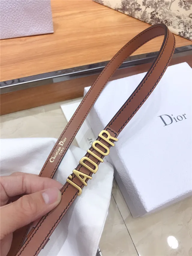 Dior J'Adior Ceinture en cuir noir et doré avec plaque logo fine 6